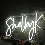 Shelby K White Neon Sign