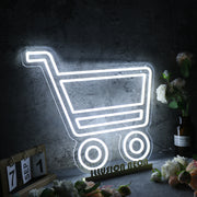 Shopping Cart White Neon Sign