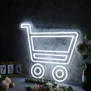 Shopping Cart White Neon Sign