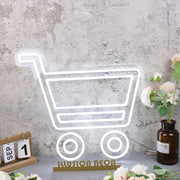 Shopping Cart White Neon Sign