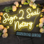 Sign 2 Seal Notary Yellow Neon Sign