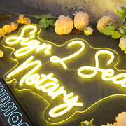 Sign 2 Seal Notary Yellow Neon Sign