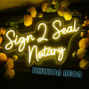 Sign 2 Seal Notary Yellow Neon Sign