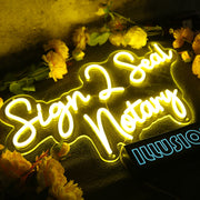 Sign 2 Seal Notary Yellow Neon Sign