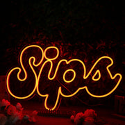 Sips Orange Neon Sign