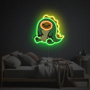 Sitting Yolk Man In Dinosaur Suit LED Neon Acrylic Artwork