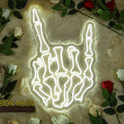 Skeleton Rock Hand Neon Sign