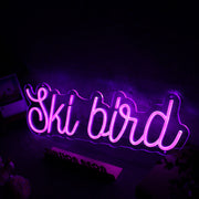 Ski Bird Purple Neon Sign