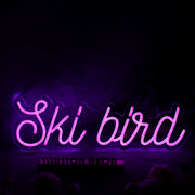 Ski Bird Purple Neon Sign