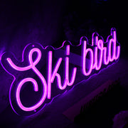 Ski Bird Purple Neon Sign