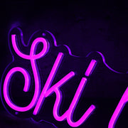 Ski Bird Purple Neon Sign