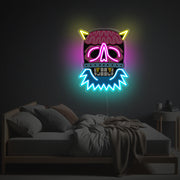 Skull Head With Blue Beard LED Neon Acrylic Artwork