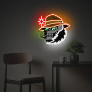 Skull Man With Cowboy Hat LED Neon Acrylic Artwork