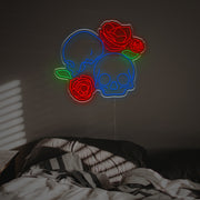 Skull With Roses LED Neon Sign