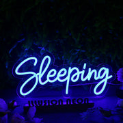 Sleeping Blue Neon Sign