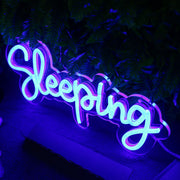 Sleeping Blue Neon Sign