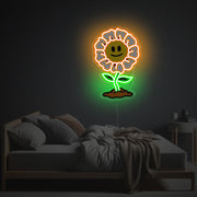 Smiley Daisy LED Neon Acrylic Artwork