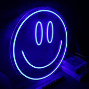 Smiley Face Blue Neon Sign