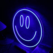 Smiley Face Blue Neon Sign