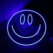 Smiley Face Blue Neon Sign