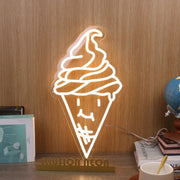 Smiling Ice Cream Yellow Neon Sign