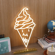 Smiling Ice Cream Yellow Neon Sign