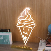 Smiling Ice Cream Yellow Neon Sign