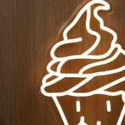 Smiling Ice Cream Yellow Neon Sign