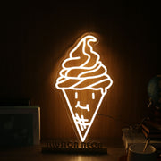 Smiling Ice Cream Yellow Neon Sign