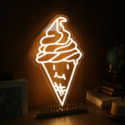 Smiling Ice Cream Yellow Neon Sign