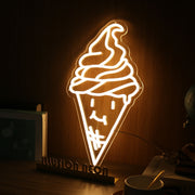 Smiling Ice Cream Yellow Neon Sign