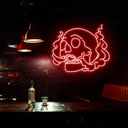 Neon Skeleton Sign Smoking Skull Led Light