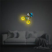 Snoopy Driving Motocycle LED Neon Acrylic Artwork