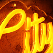 Snuggle City Orange Neon Sign