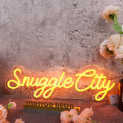 Snuggle City Orange Neon Sign