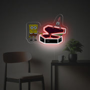 Spongebob And Patrick With Coffin LED Neon Acrylic Artwork