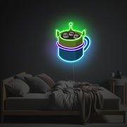 Squeeze Toy Aliens Shaped Mug LED Neon Acrylic Artwork