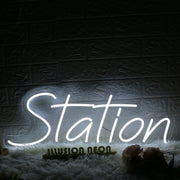 Station White Neon Sign