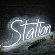 Station White Neon Sign