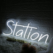 Station White Neon Sign