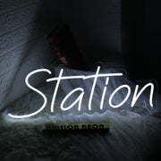 Station White Neon Sign