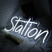 Station White Neon Sign