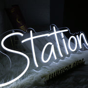 Station White Neon Sign