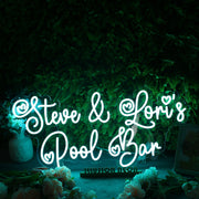 Steve And Lori's Pool Bar Blue Neon Sign