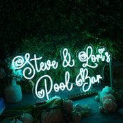 Steve And Lori's Pool Bar Blue Neon Sign