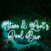 Steve And Lori's Pool Bar Blue Neon Sign