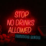 Stop No Drinks Allowed Red Neon Sign