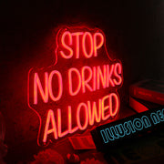 Stop No Drinks Allowed Red Neon Sign