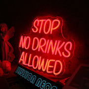 Stop No Drinks Allowed Red Neon Sign