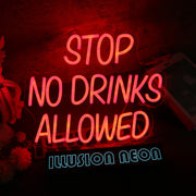 Stop No Drinks Allowed Red Neon Sign